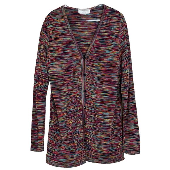 Brenda French Rags Buttoned Stretch Knit Cardigan Sweater Multicolor Size 2 M/L - Picture 1 of 8